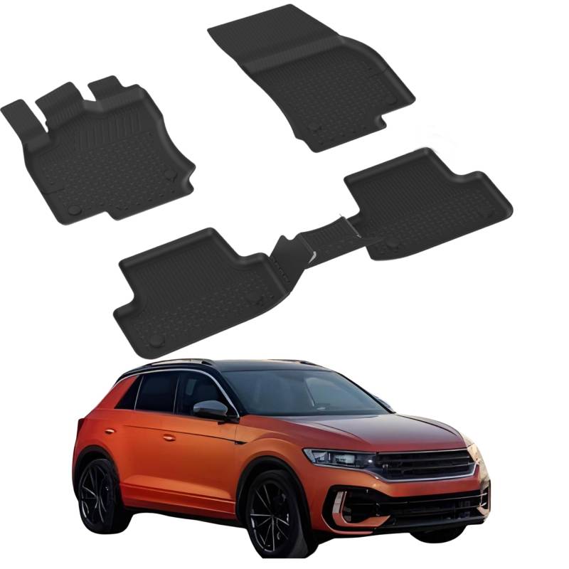 Fußmatten Automatten kompatibel mit Volkswagen T-ROC 2017-2024 | 4.5D Premium TPE Gummi Antirutsch Gummimatten Wasserdicht Car Auto Matte Schwarz von Sahler