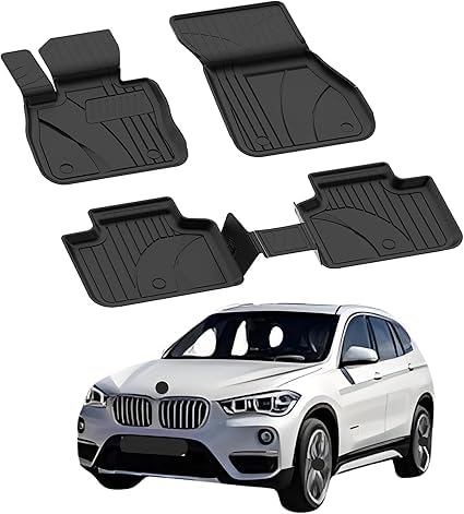 Fußmatten für BMW X1 F48-F49 2015-2022 | 4.5D Premium TPE Gummi Automatten Antirutsch Gummimatten Wasserdicht Car Auto Matte Schwarz von Sahler