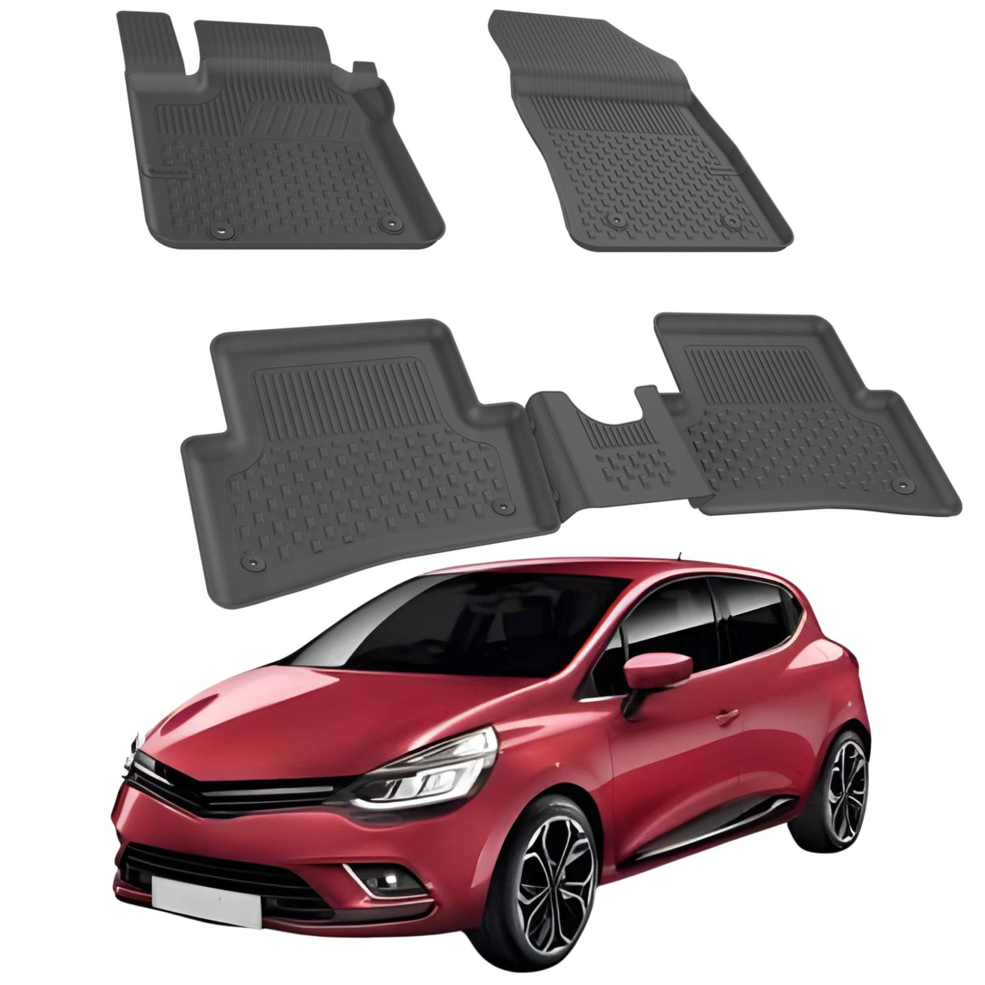 Fußmatten für Renault Clio 2005-2013 |Passgenauer Bodenbelag für Autos | Automatten Schwarz | Geruchsneutrales, wasserdichtes und langlebiges 4.5D-Futter für jedes Wetter von Sahler