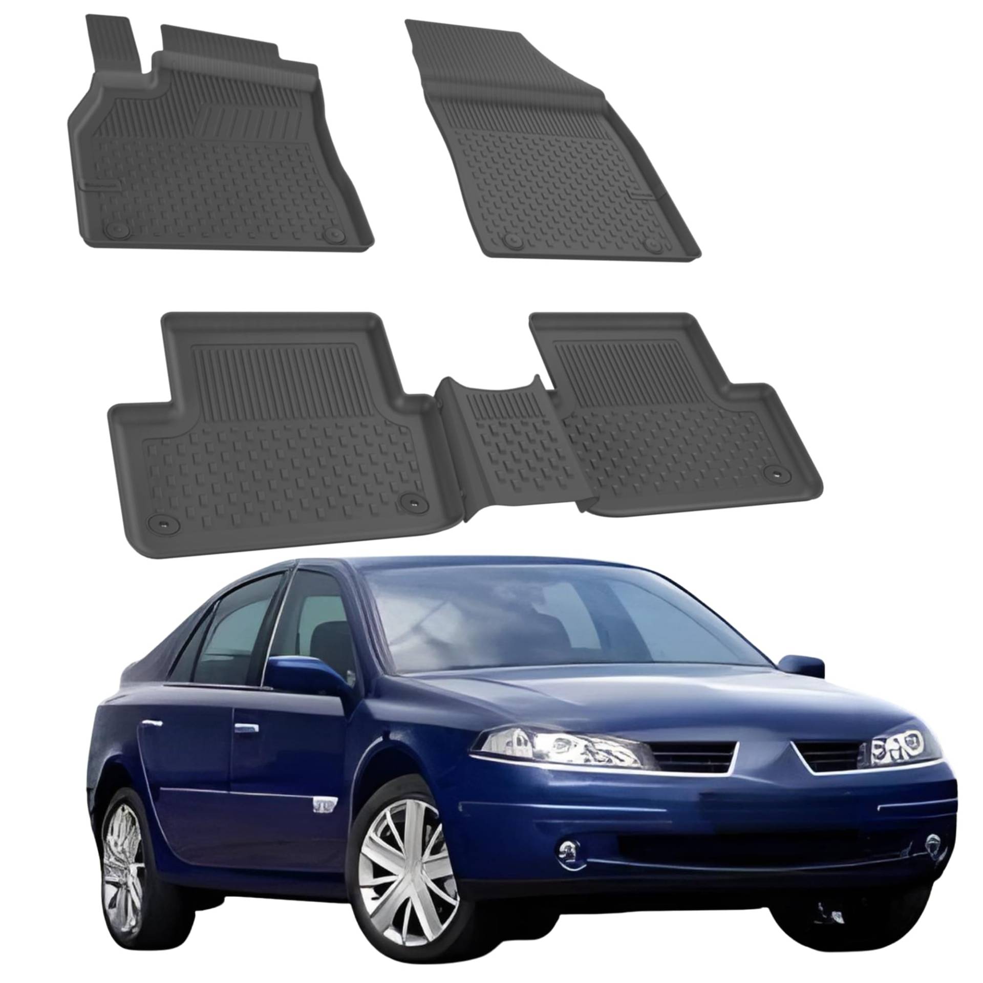 Fußmatten für Renault Laguna 2001-2007 |Passgenauer Bodenbelag für Autos | Automatten Schwarz | Geruchsneutrales, wasserdichtes und langlebiges 4.5D-Futter für jedes Wetter von Sahler