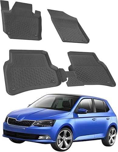 Fußmatten für Skoda Fabia 2014-2021 |Passgenauer Bodenbelag für Autos | Automatten Schwarz | Geruchsneutrales, wasserdichtes und langlebiges 4.5D-Futter für jedes Wetter von Sahler