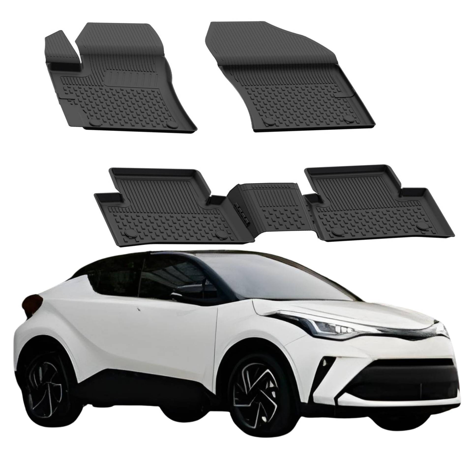 Fußmatten für Toyota C-HR Facelift 2020-2023 |Passgenauer Bodenbelag für Autos | Automatten Schwarz | Geruchsneutrales, wasserdichtes und langlebiges 4.5D-Futter für jedes Wetter von Sahler