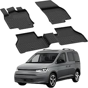 Fußmatten für Volkswagen Caddy 2020-2024 | 4.5D Premium TPE Gummi Automatten Antirutsch Gummimatten Wasserdicht Car Auto Matte Schwarz von Sahler