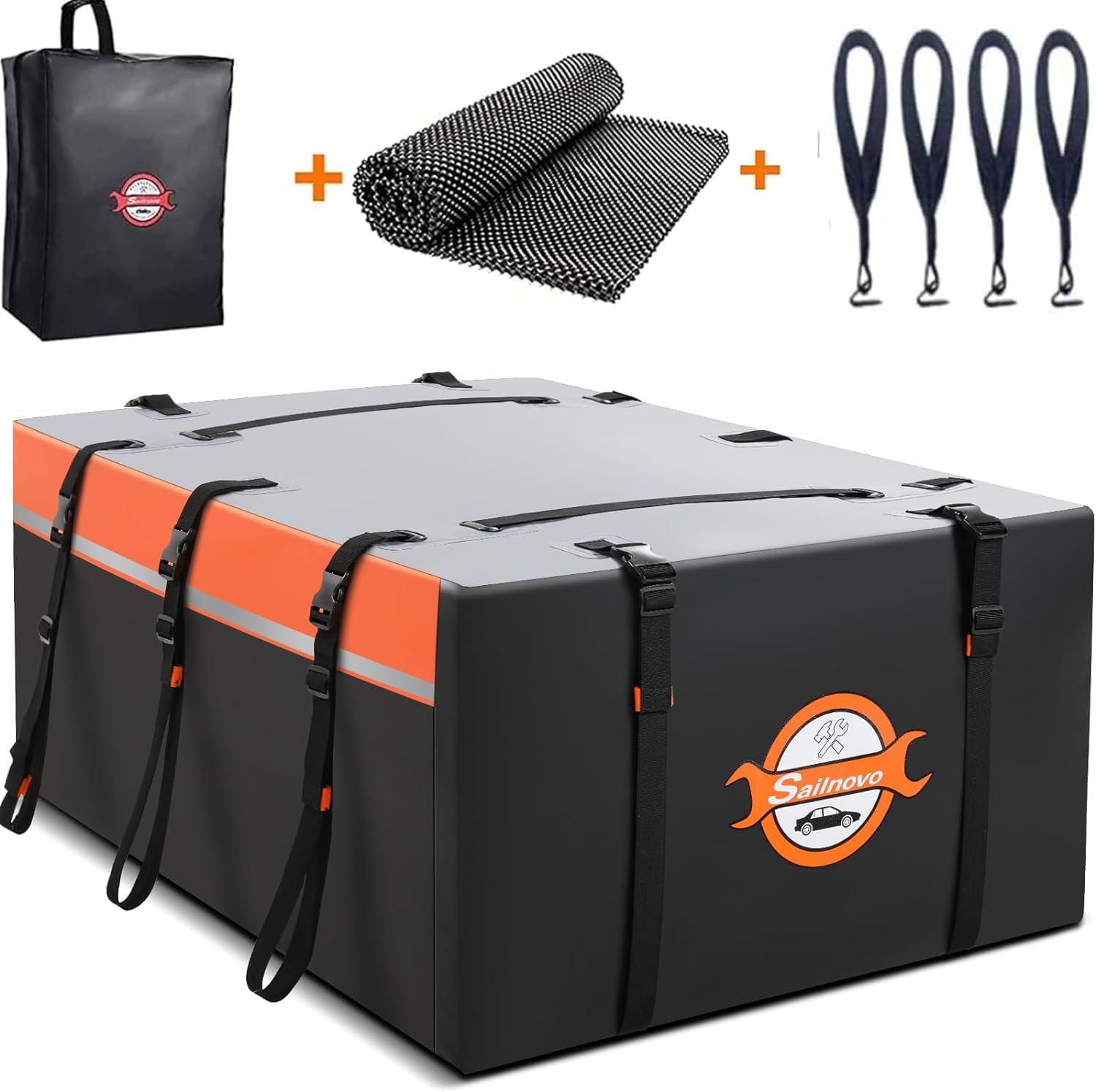 20 Cubic Waterproof Rooftop Cargo Carrier with Storage Carrying Bag and 8 Reinforced Straps for All Cars with/Without Rack von Sailnovo