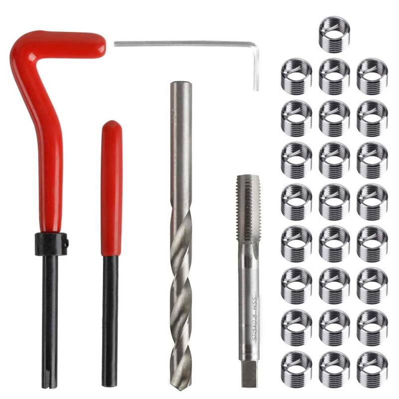 Saipor 30 Stück M5 x 0.8mm Gewinde Reparatur Einsatz Kit Rostfreier Stahl Gewindereparatursatz Thread Repair Kit Kompatibel Handwerkzeug Set für Auto Reparatur von Saipor