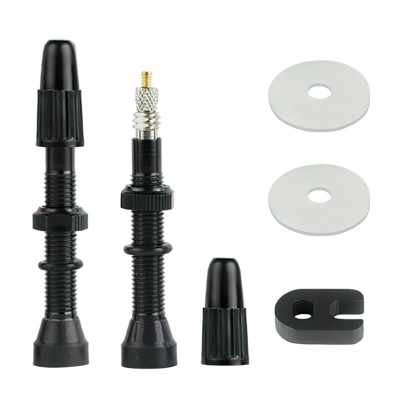 40mm Tubeless Ventil, 2 Stück Tubeless Valve Aluminiumlegierung Tublessventiel Anti-Leck Fahrradventile Tubeless Valve Stem Hochwertige Tubeless Ventile MTB mit O-Ring für Fahrrad - Schwarz von Sakerr