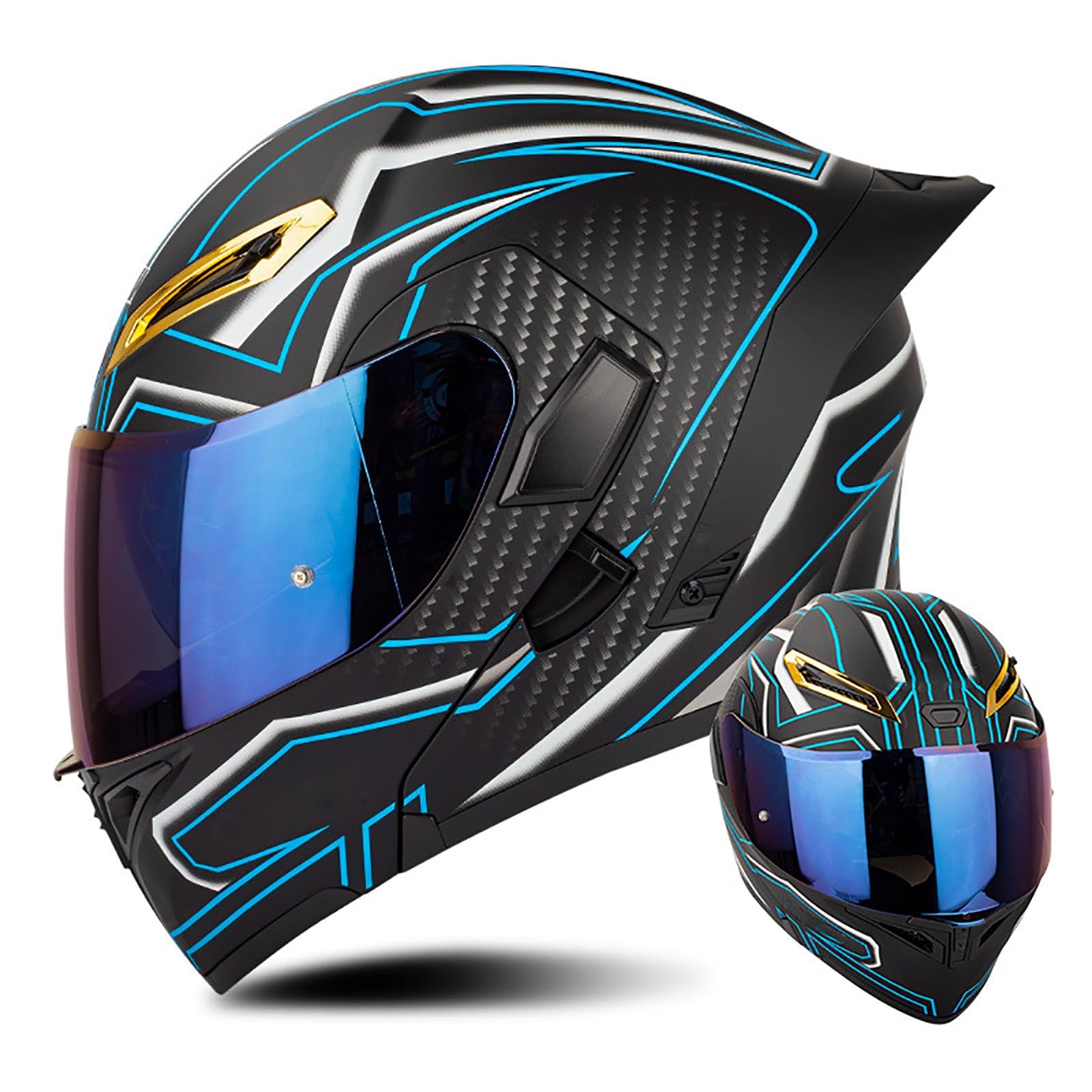 Klapphelm Modularer Helm mit Doppelvisier Motorradhelm Klapphelm Motorrad Rollerhelm Klappbarer Integralhelm Motorrad Helme Sonnenvisier Farblinse Herren Damen(Color:DD,Size:M(57-58cm)) von Salagt