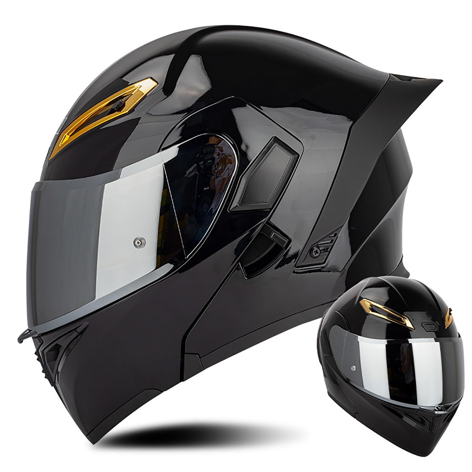 Klapphelm Modularer Helm mit Doppelvisier Motorradhelm Klapphelm Motorrad Rollerhelm Klappbarer Integralhelm Motorrad Helme Sonnenvisier Farblinse Herren Damen(Color:K,Size:L(59-60cm)) von Salagt