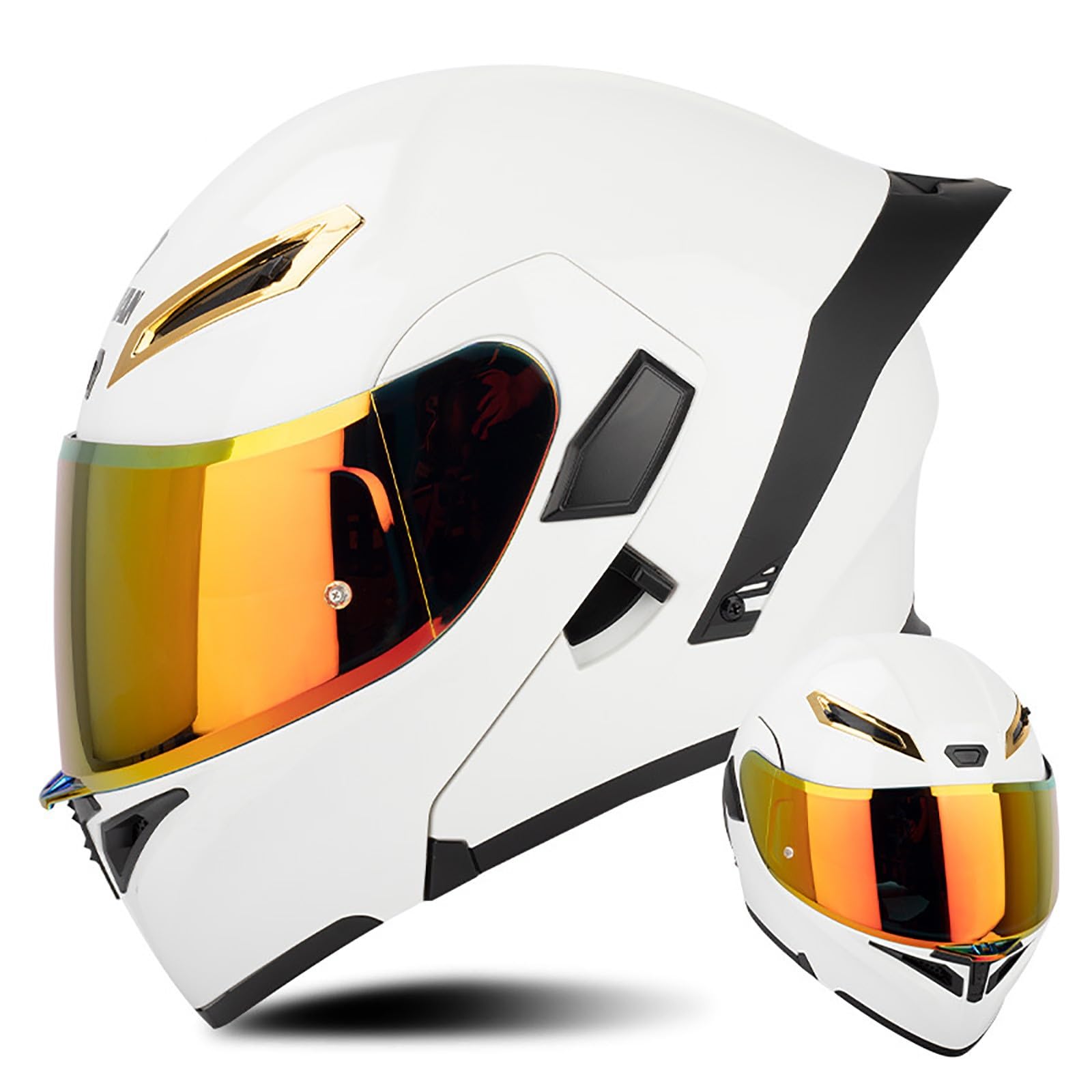 Klapphelm Modularer Helm mit Doppelvisier Motorradhelm Klapphelm Motorrad Rollerhelm Klappbarer Integralhelm Motorrad Helme Sonnenvisier Farblinse Herren Damen(Color:X,Size:XL(61-62cm)) von Salagt