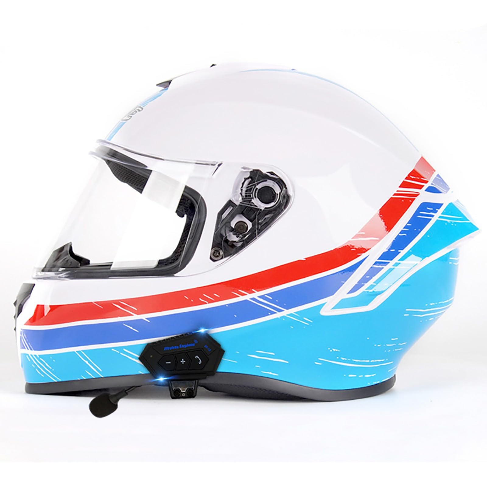 Klapphelm mit Bluetooth, Helm Für Motorräder Integralhelme Flip-up Motorradhelm ECE-Zertifizierung Motorrad Integralhelm Mir integrierter Bluetooth für Erwachsene Männer Frauen(Color:E,Size:L(59-6 von Salagt