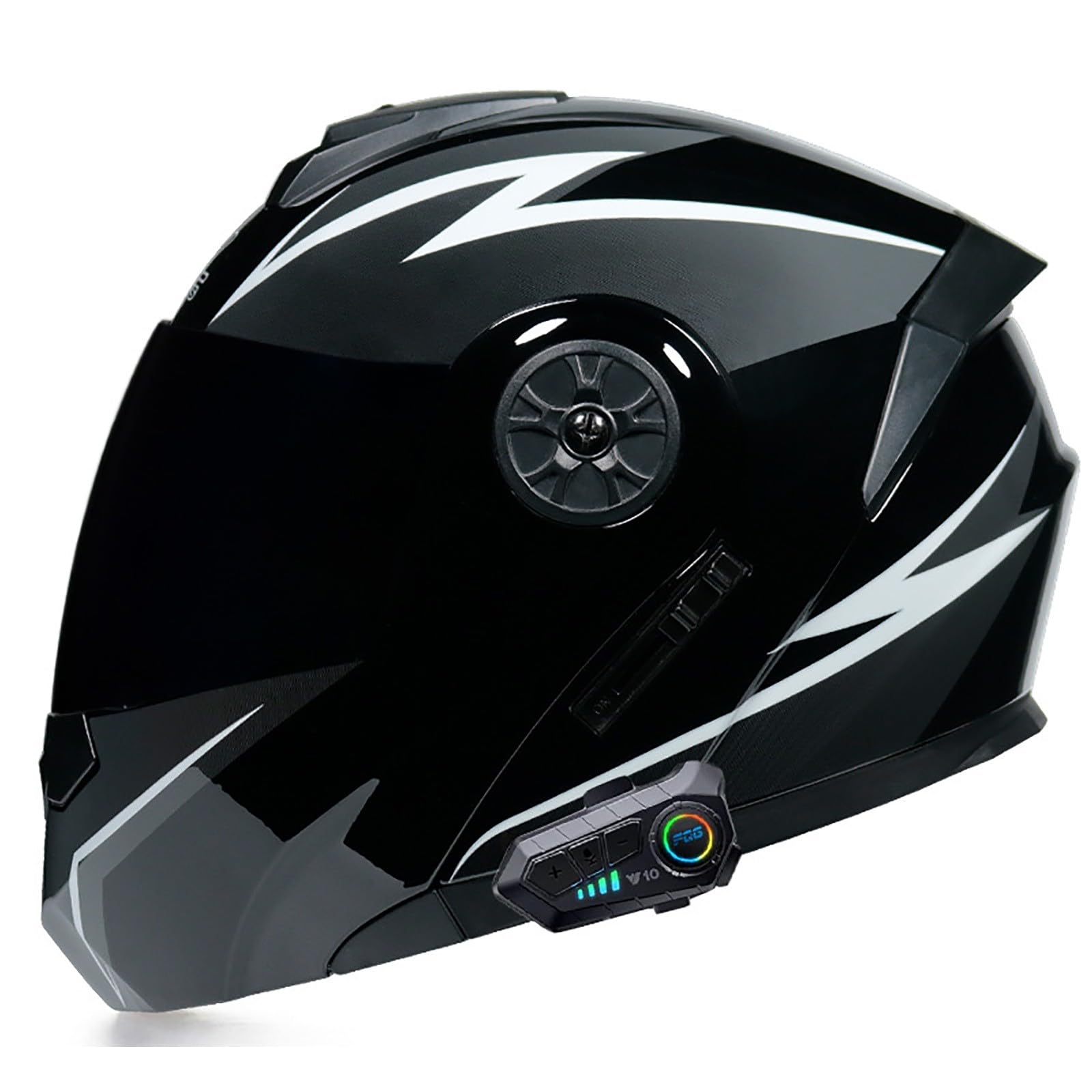 Klapphelm mit Bluetooth, Integralhelm Motorradhelm mit Doppelvisier ECE Genehmigt Hochfeste Schale Atmungsaktiv und Bequem mit Mikrofon Auto-Antwort, für Erwachsene Herren Damen(Color:F,Size:M(57-58c von Salagt