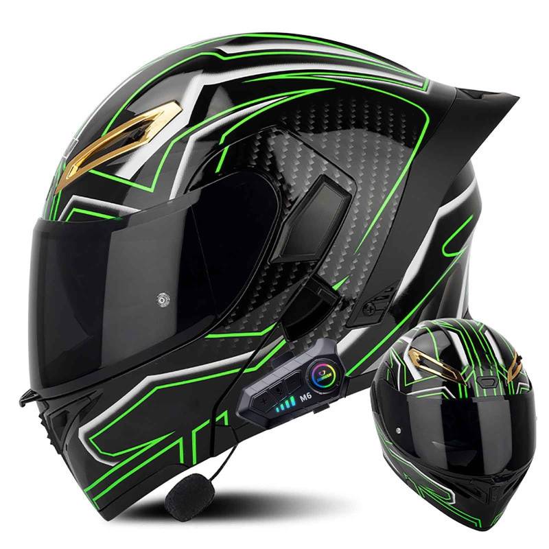 Klapphelm mit Bluetooth Modulare Helm Motorradhelm ECE-geprüfter Erwachsene mit Doppelvisier, Lautsprechermikrofon Geräuschunterdrückung Multifunktional Bluetooth Damen und Herren(Color:FF,Size:S(5 von Salagt