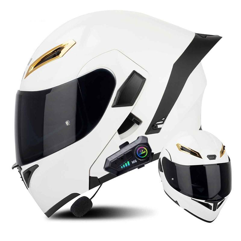 Klapphelm mit Bluetooth Modulare Helm Motorradhelm ECE-geprüfter Erwachsene mit Doppelvisier, Lautsprechermikrofon Geräuschunterdrückung Multifunktional Bluetooth Damen und Herren(Color:S,Size:XXL( von Salagt