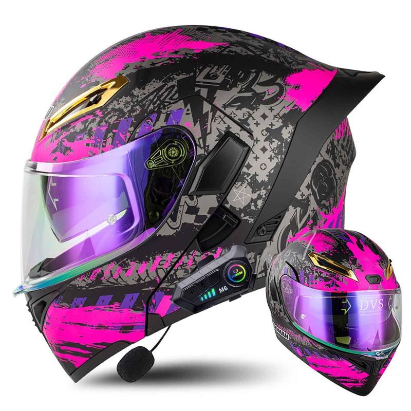 Klapphelm mit Bluetooth Modulare Helm Motorradhelm ECE-geprüfter Erwachsene mit Doppelvisier, Lautsprechermikrofon Geräuschunterdrückung Multifunktional Bluetooth Damen und Herren(Color:AE,Size:XXL von Salagt