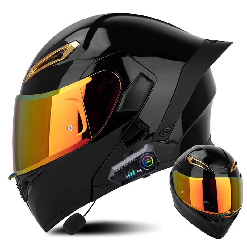 Klapphelm mit Bluetooth Modulare Helm Motorradhelm ECE-geprüfter Erwachsene mit Doppelvisier, Lautsprechermikrofon Geräuschunterdrückung Multifunktional Bluetooth Damen und Herren(Color:V,Size:M(57 von Salagt