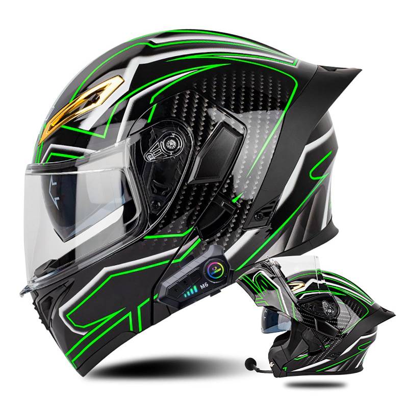 Klapphelm mit Bluetooth Modulare Helm Motorradhelm ECE-geprüfter Erwachsene mit Doppelvisier, Lautsprechermikrofon Geräuschunterdrückung Multifunktional Bluetooth Damen und Herren(Color:H,Size:L(59 von Salagt