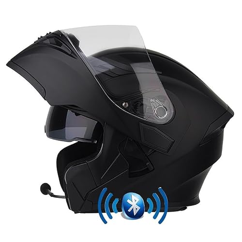 Motorrad Integrierter Bluetooth-Helm ECE Zertifiziert Erwachsene Integralhelme Motorradhelm Mit Anti-Fog Doppelvisier Mit Eingebautes Mikrofon für Erwachsene Frauen Männer(Color:D,Size:3XL(63-64cm)) von Salagt