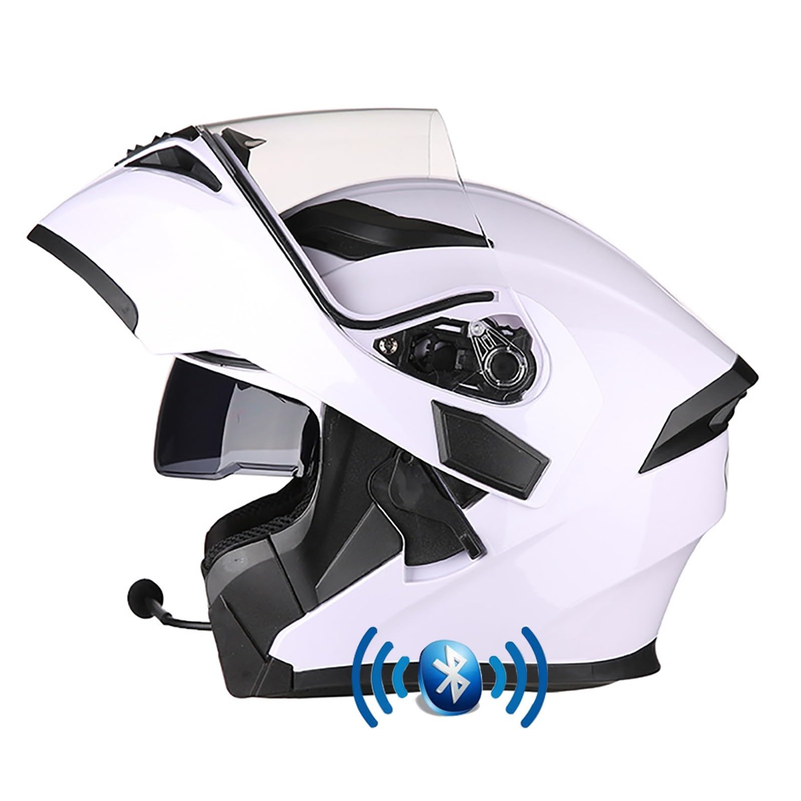 Motorrad Integrierter Bluetooth-Helm ECE Zertifiziert Erwachsene Integralhelme Motorradhelm Mit Anti-Fog Doppelvisier Mit Eingebautes Mikrofon für Erwachsene Frauen Männer(Color:E,Size:L(58-59cm)) von Salagt