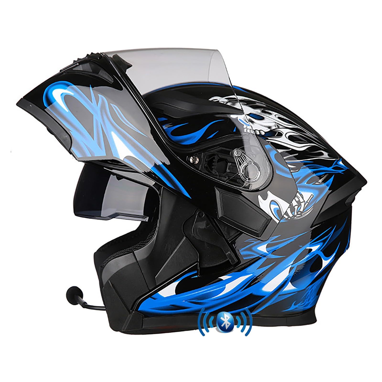 Motorrad Integrierter Bluetooth-Helm ECE Zertifiziert Erwachsene Integralhelme Motorradhelm Mit Anti-Fog Doppelvisier Mit Eingebautes Mikrofon für Erwachsene Frauen Männer(Color:F,Size:3XL(63-64cm)) von Salagt