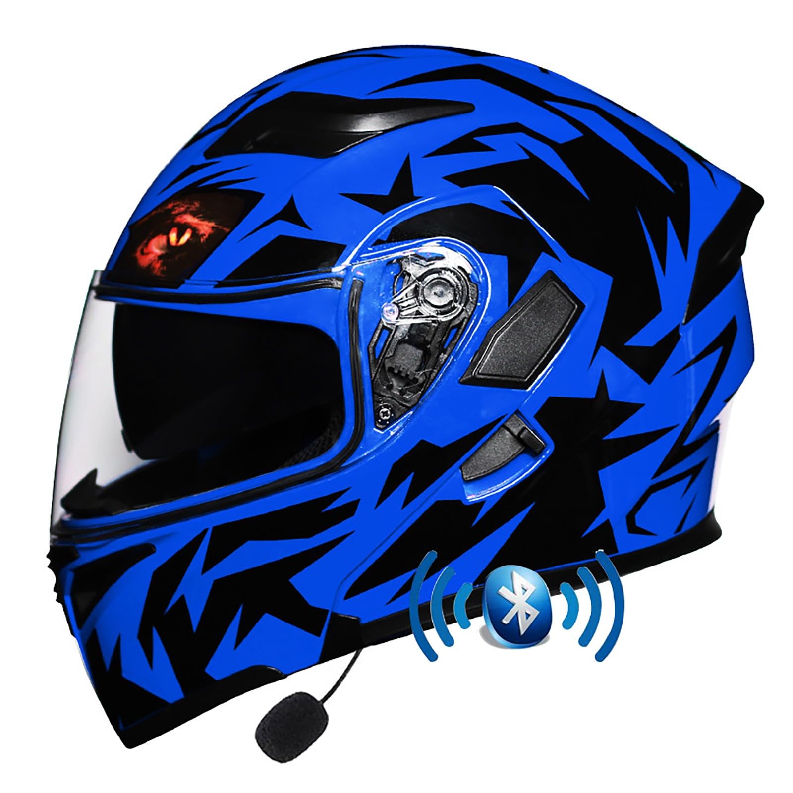 Motorrad Integrierter Bluetooth-Helm ECE Zertifiziert Erwachsene Integralhelme Motorradhelm Mit Anti-Fog Doppelvisier Mit Eingebautes Mikrofon für Erwachsene Frauen Männer(Color:I,Size:L(58-59cm)) von Salagt