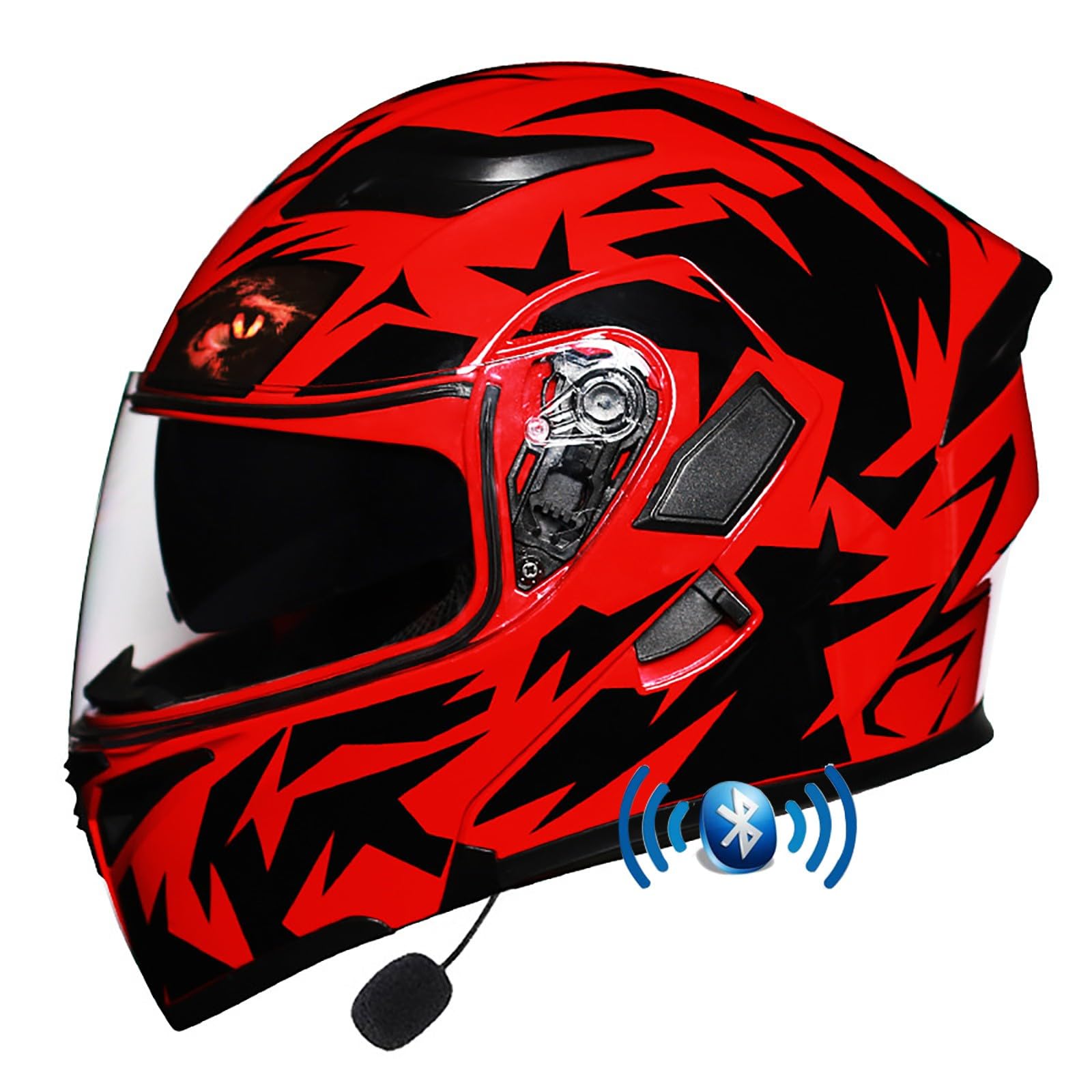 Motorrad Integrierter Bluetooth-Helm ECE Zertifiziert Erwachsene Integralhelme Motorradhelm Mit Anti-Fog Doppelvisier Mit Eingebautes Mikrofon für Erwachsene Frauen Männer(Color:J,Size:M(54-57cm)) von Salagt