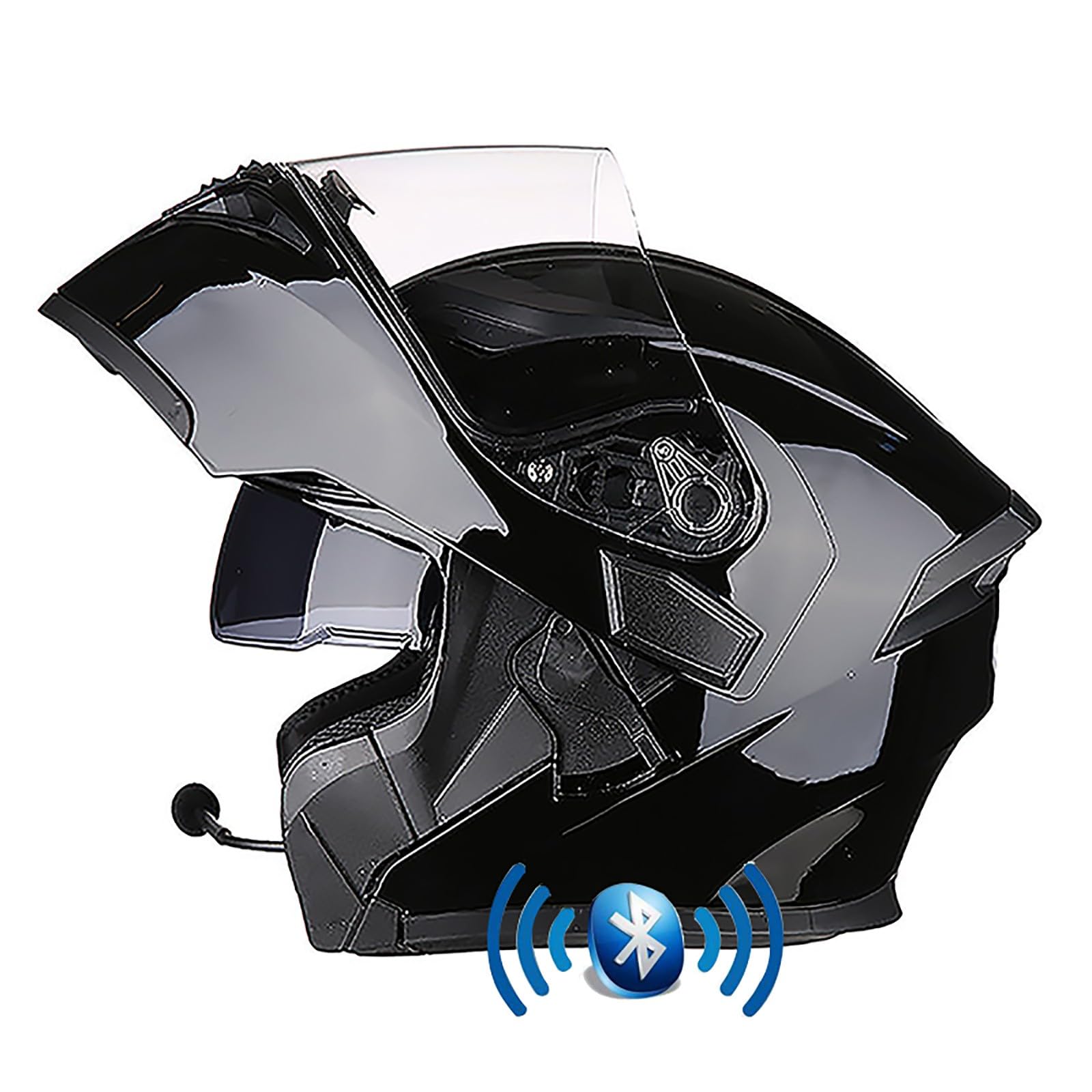 Motorrad Integrierter Bluetooth-Helm ECE Zertifiziert Erwachsene Integralhelme Motorradhelm Mit Anti-Fog Doppelvisier Mit Eingebautes Mikrofon für Erwachsene Frauen Männer(Color:M,Size:M(54-57cm)) von Salagt