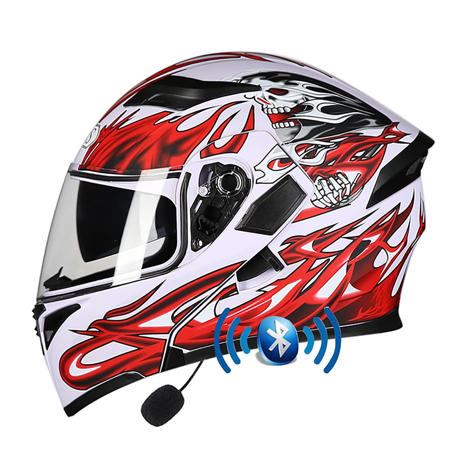 Motorrad Integrierter Bluetooth-Helm ECE Zertifiziert Erwachsene Integralhelme Motorradhelm Mit Anti-Fog Doppelvisier Mit Eingebautes Mikrofon für Erwachsene Frauen Männer(Color:P,Size:3XL(63-64cm)) von Salagt