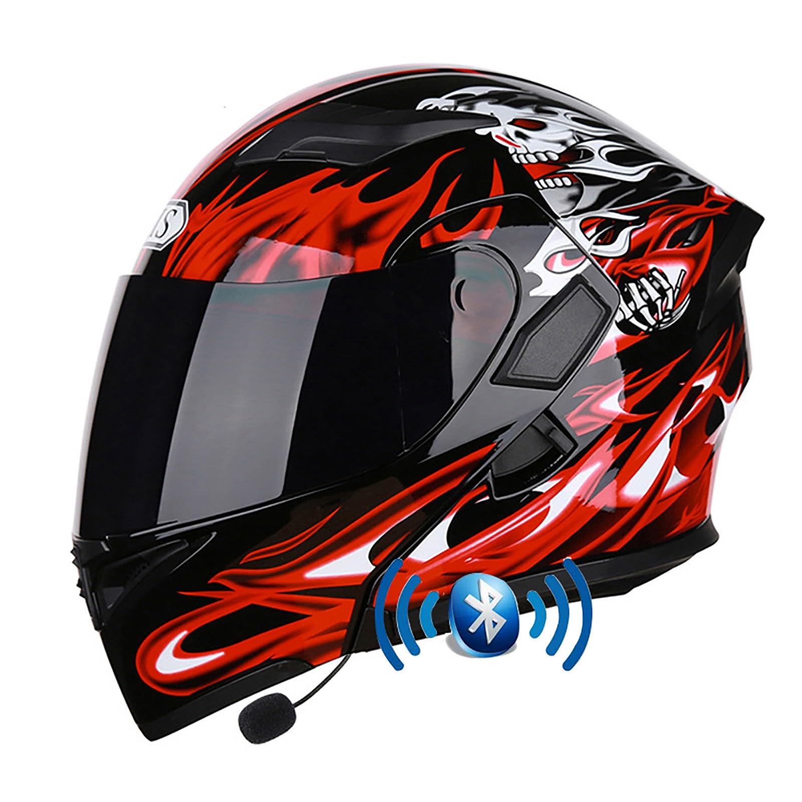 Motorrad Integrierter Bluetooth-Helm ECE Zertifiziert Erwachsene Integralhelme Motorradhelm Mit Anti-Fog Doppelvisier Mit Eingebautes Mikrofon für Erwachsene Frauen Männer(Color:Q,Size:L(58-59cm)) von Salagt