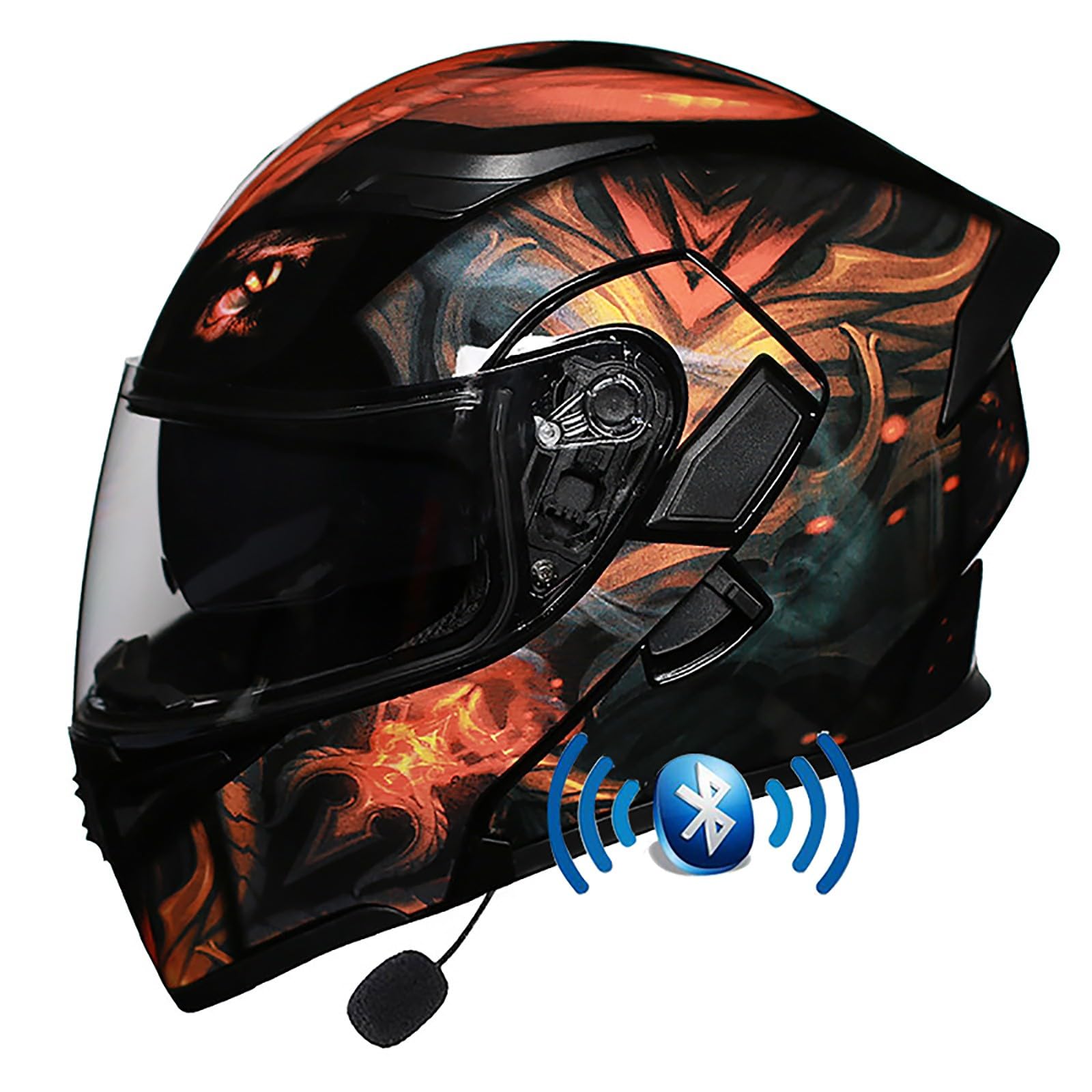 Motorrad Integrierter Bluetooth-Helm Mit Anti-Fog Doppelvisier ECE Zertifiziert Erwachsene Integralhelme Motorradhelm Mit Eingebautes Mikrofon für Erwachsene Frauen Männer(Color:C,Size:XL(60-61cm)) von Salagt