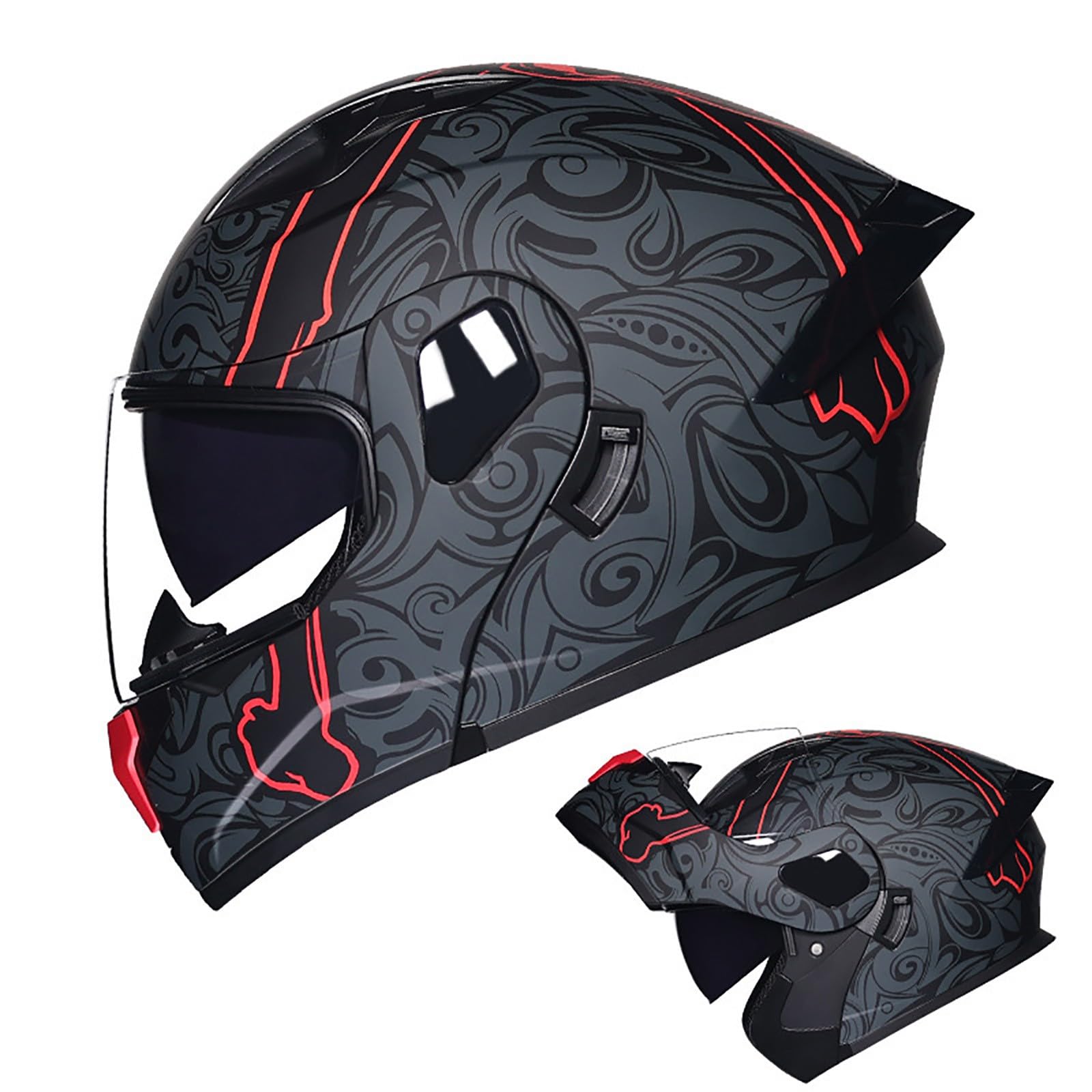 Motorradhelm Integrierter Klapphelm Doppelvisier Modularer Helm DOT/ECE Zertifiziert Flip Vollvisierhelm Motorrad Schutzhelm Helm Motocross Helm Für Männer und Frauen(Color:EE,Size:XXL(61-62cm)) von Salagt