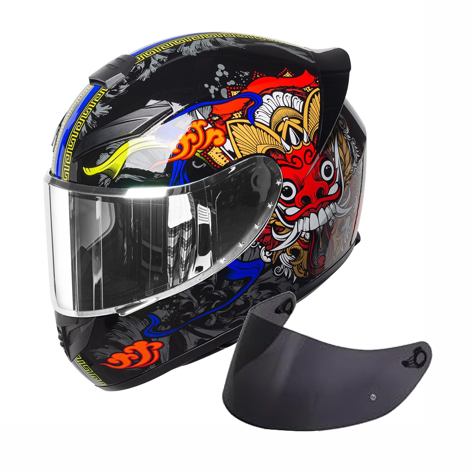 Motorradhelm Klapphelm Damen Herren ECE-geprüfter Modulare Helm Erwachsene mit 2 Visiere Integralhelm Klapphelm Integriertes Baumwoll-Mesh-Innenfutter für Frauen Männer(Color:I,Size:L(59-60cm)) von Salagt