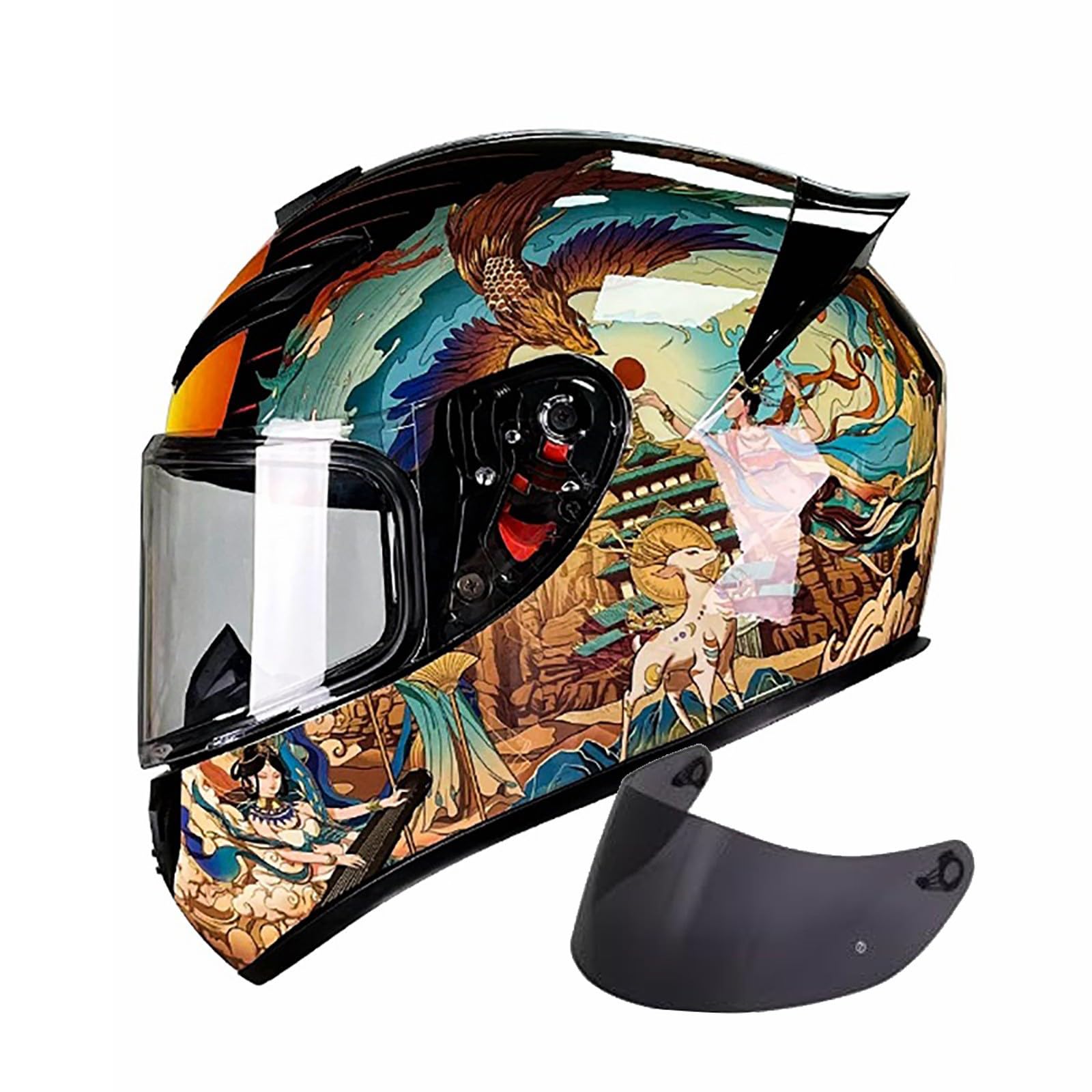 Motorradhelm Klapphelm mit 2 Visiere Damen Herren Modulare Helm Erwachsene ECE-geprüfter Integralhelm Klapphelm Integriertes Baumwoll-Mesh-Innenfutter für Frauen Männer(Color:C,Size:3XL(64-65cm)) von Salagt