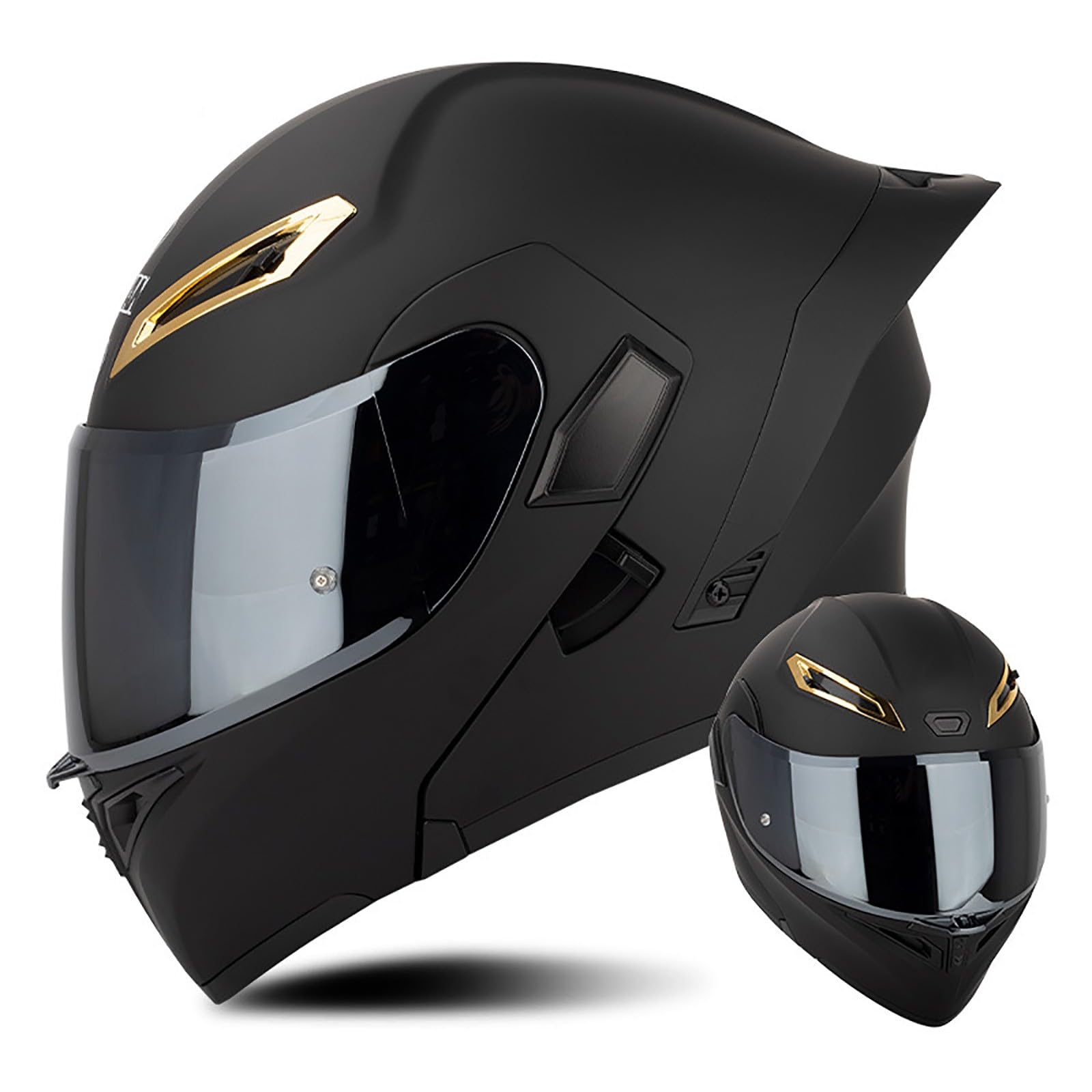 Multifunktion Modularer Motorradhelm, Flip Up Helm Klapphelm Rollerhelm Klappbarer Integralhelm Erwachsener Motorradhelm Mit Doppelvisier, ECE-geprüfter Helm Für Männer und Frauen(Color:W,Size:L(59 von Salagt