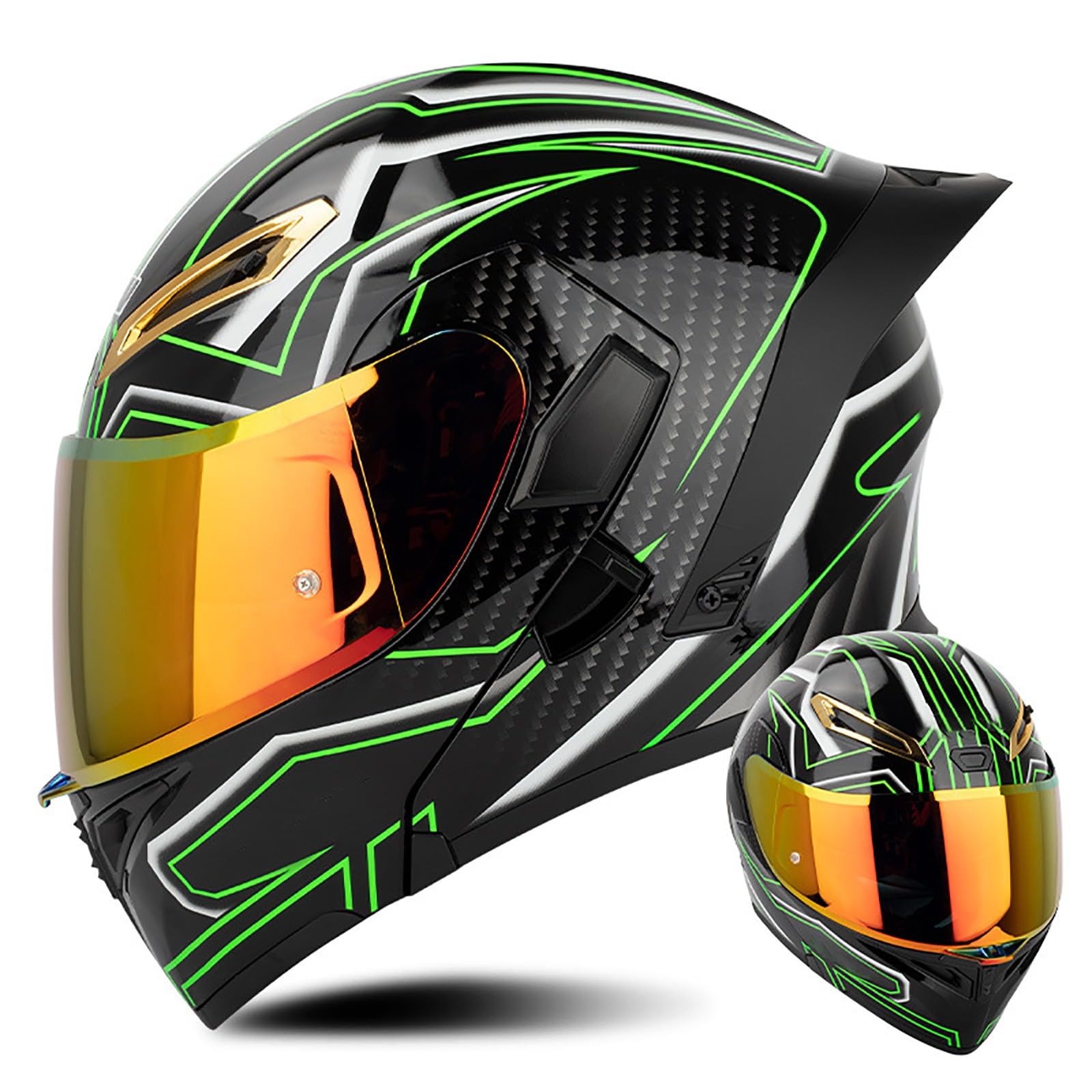 Multifunktion Modularer Motorradhelm, Flip Up Helm Klapphelm Rollerhelm Klappbarer Integralhelm Erwachsener Motorradhelm Mit Doppelvisier, ECE-geprüfter Helm Für Männer und Frauen(Color:B,Size:L(59 von Salagt