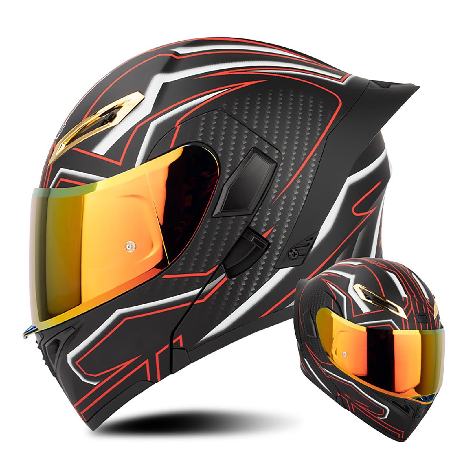 Multifunktion Modularer Motorradhelm, Flip Up Helm Klapphelm Rollerhelm Klappbarer Integralhelm Erwachsener Motorradhelm Mit Doppelvisier, ECE-geprüfter Helm Für Männer und Frauen(Color:E,Size:M(57 von Salagt