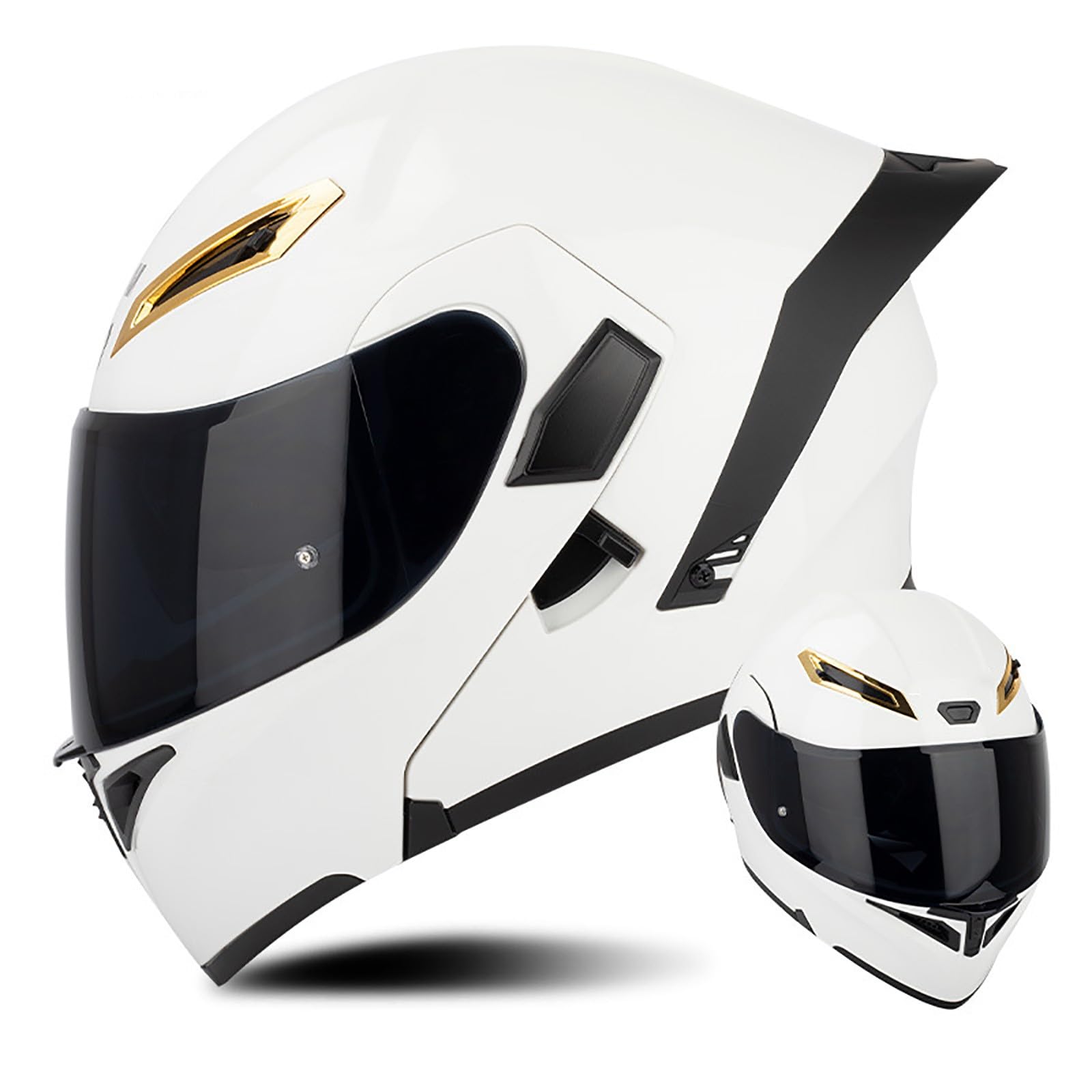 Multifunktion Modularer Motorradhelm, Flip Up Helm Klapphelm Rollerhelm Klappbarer Integralhelm Erwachsener Motorradhelm Mit Doppelvisier, ECE-geprüfter Helm Für Männer und Frauen(Color:S,Size:S(55 von Salagt