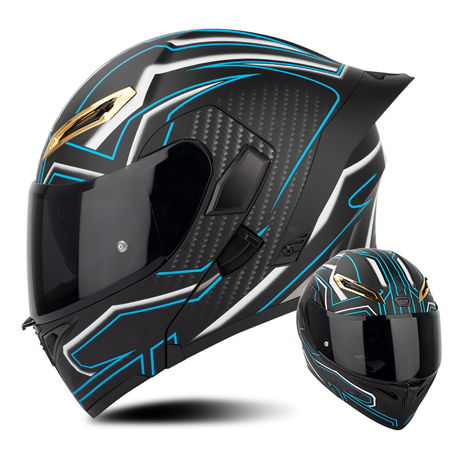 Multifunktion Modularer Motorradhelm, Flip Up Helm Klapphelm Rollerhelm Klappbarer Integralhelm Erwachsener Motorradhelm Mit Doppelvisier, ECE-geprüfter Helm Für Männer und Frauen(Color:L,Size:XL(6 von Salagt