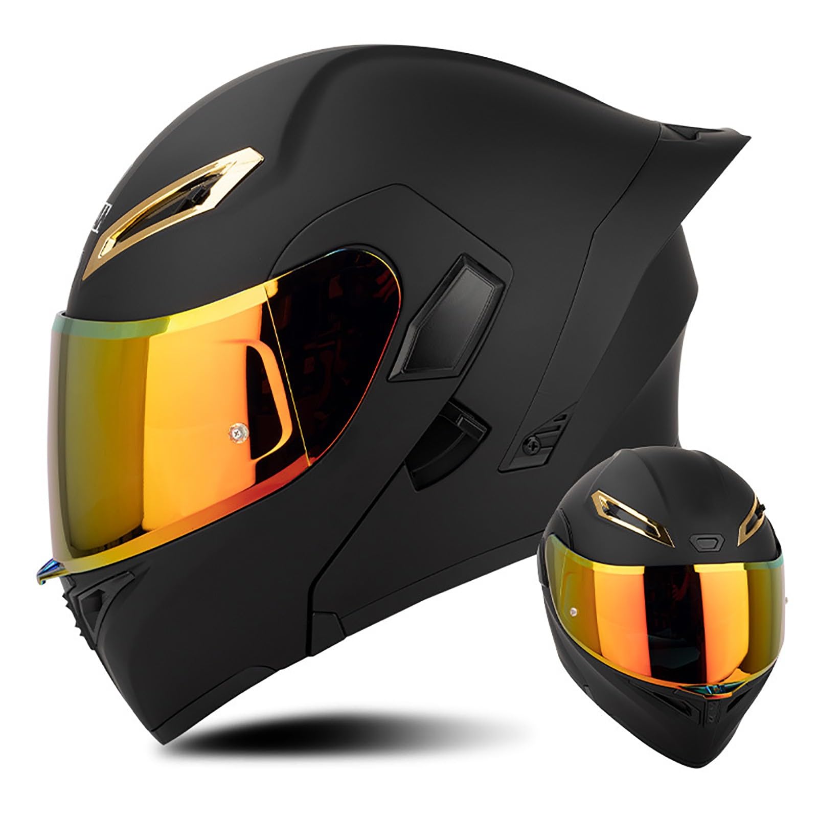 Multifunktion Modularer Motorradhelm, Flip Up Helm Klapphelm Rollerhelm Klappbarer Integralhelm Erwachsener Motorradhelm Mit Doppelvisier, ECE-geprüfter Helm Für Männer und Frauen(Color:BB,Size:L(5 von Salagt