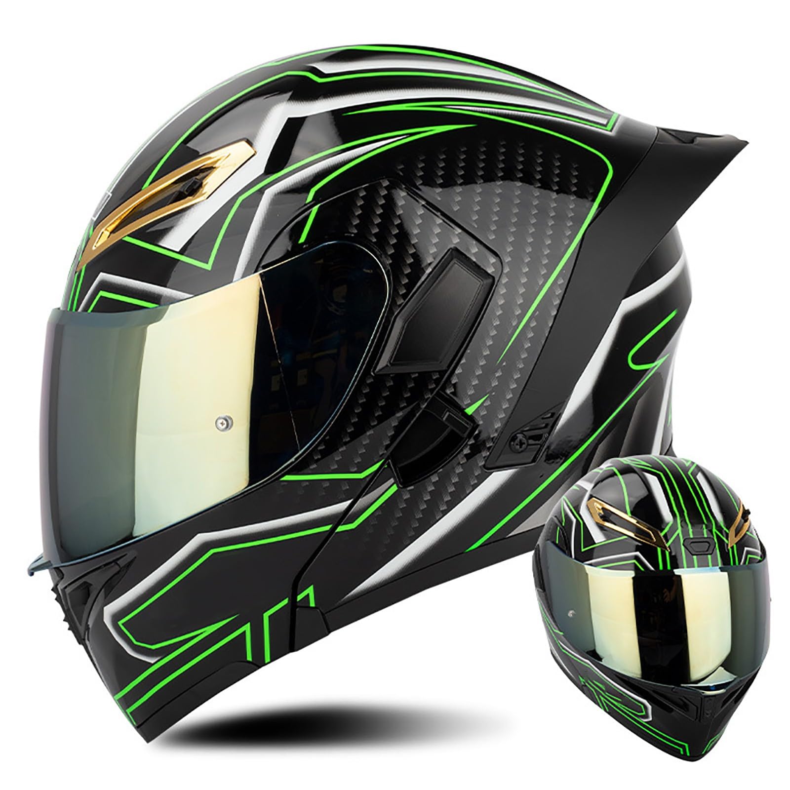 Multifunktion Modularer Motorradhelm, Flip Up Helm Klapphelm Rollerhelm Klappbarer Integralhelm Erwachsener Motorradhelm Mit Doppelvisier, ECE-geprüfter Helm Für Männer und Frauen(Color:F,Size:XXL( von Salagt