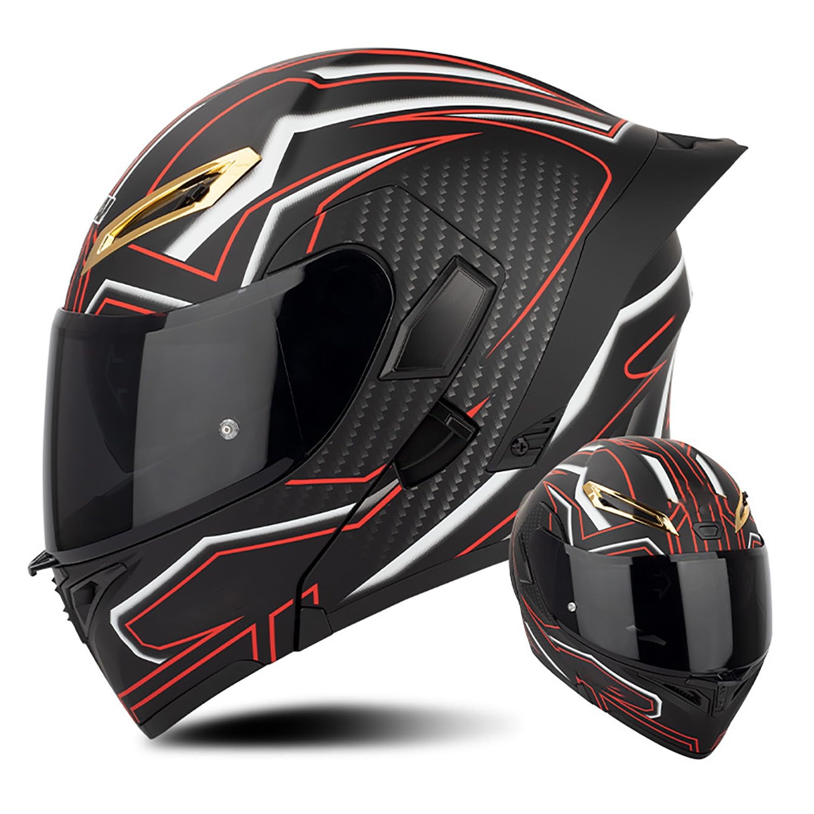 Multifunktion Modularer Motorradhelm, Flip Up Helm Klapphelm Rollerhelm Klappbarer Integralhelm Erwachsener Motorradhelm Mit Doppelvisier, ECE-geprüfter Helm Für Männer und Frauen(Color:G,Size:XL(6 von Salagt