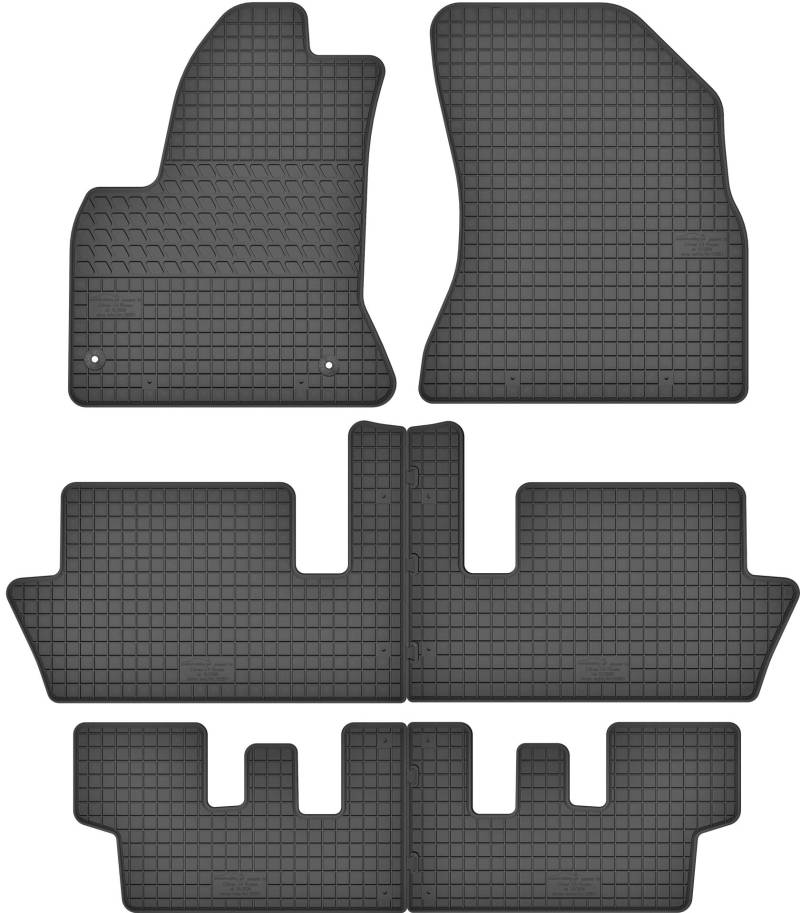 Maßgefertigte Auto Gummimatten, kompatibel mit Citroen C4 Picasso 7 Personen von 2006 bis 2013-6 teilige Gummifußmatten Set, Geruchlos & Abriebfest, Hochwertige Fußmatte Auto Accessoires von Sales Core