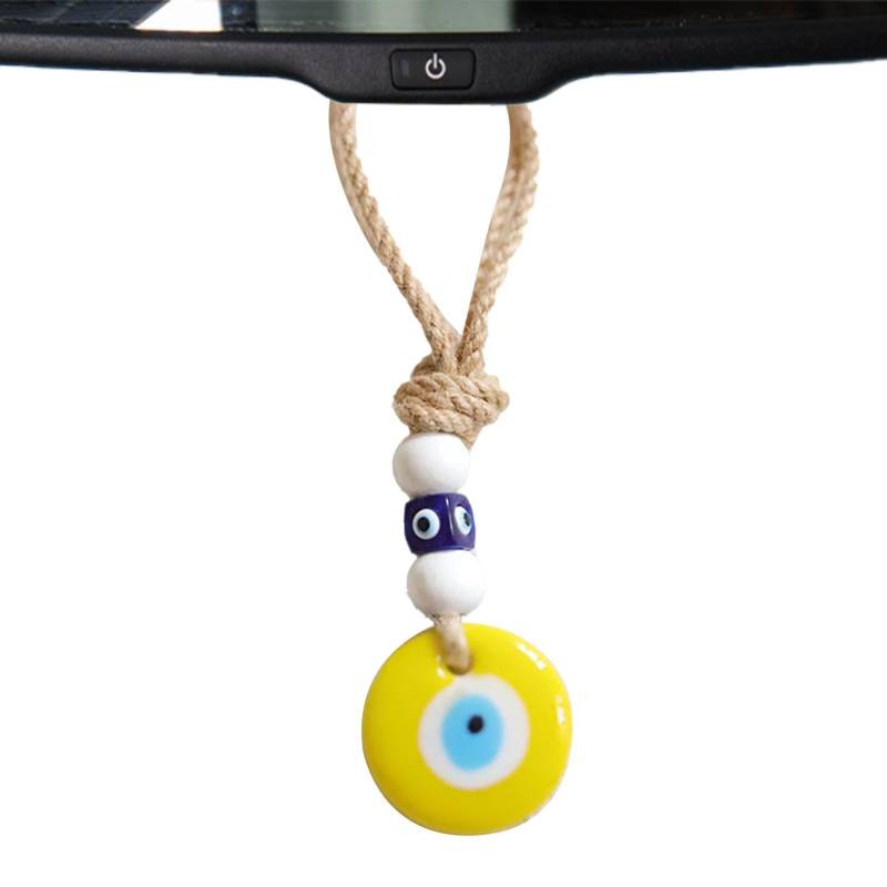 Salyeeluly Blaues Evil Eye Wanddekor, Evil Eye Ornament - Blauer Evil Eye Autoanhänger für die Rückansicht,Türkischer Blauer böser Blick-Anhänger, böser Blick-Charm, glückliche Auto-Innendekoration von Salyeeluly