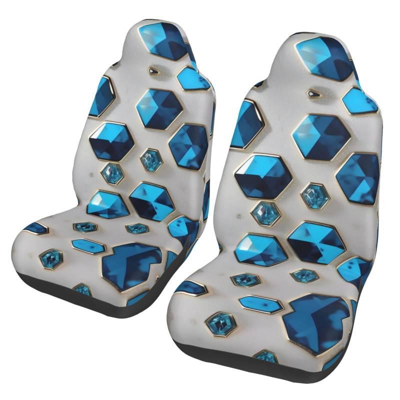 Blue Hexagons and Diamonds Universal Autositzbezüge - Vordersitzschoner für Auto, SUV, Limousine, LKW - Abnehmbar, Waschbar, Atmungsaktiv von SamLng