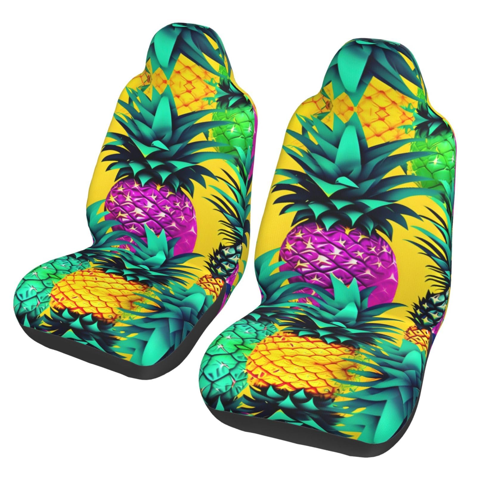 Colorful Pineapple Universal-Autositzbezüge – Vordersitzschoner für Auto, SUV, Limousine, LKW – abnehmbar, waschbar, atmungsaktiv von SamLng