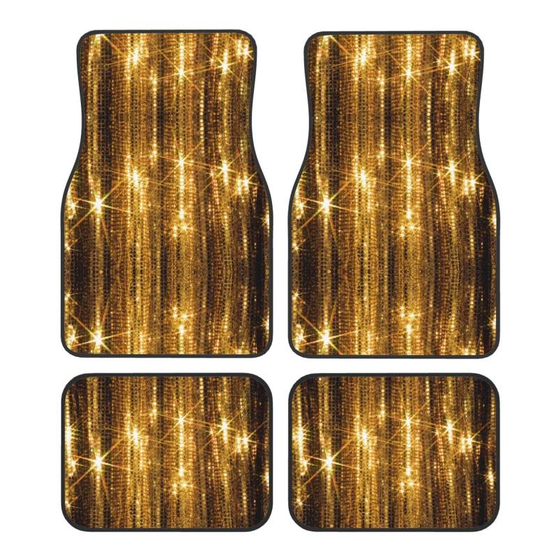 Gold Pailletten Sparkle SamLng Auto Fußmatten Vierteiliges Set - Vorne & Hinten Universal Auto Fußmatten für SUV, LKW, Limousine von SamLng