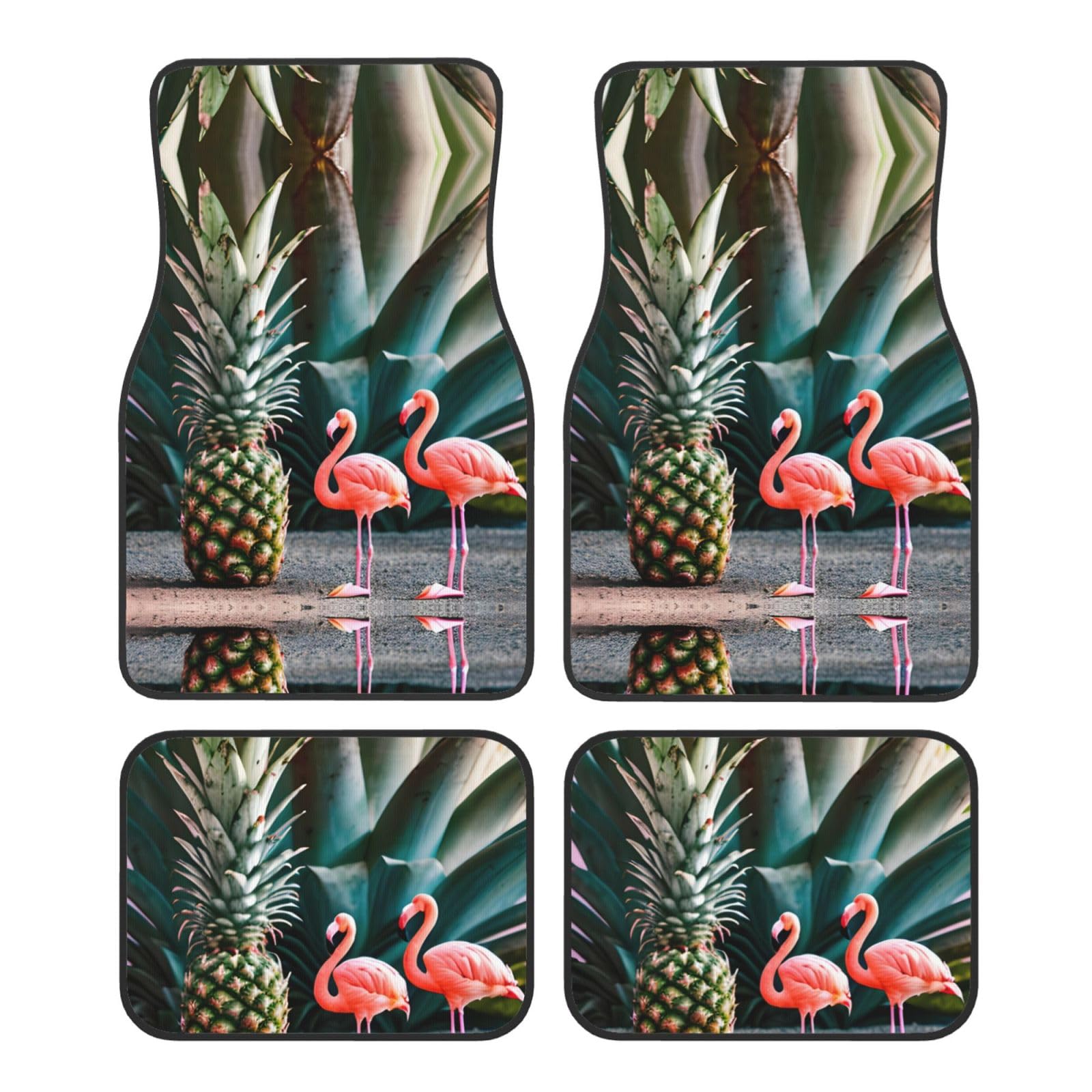 Pineapple Flamingo SamLng Auto Fußmatten Vierteiliges Set - Vorne & Hinten Universal Auto Fußmatten für SUV, LKW, Limousine von SamLng