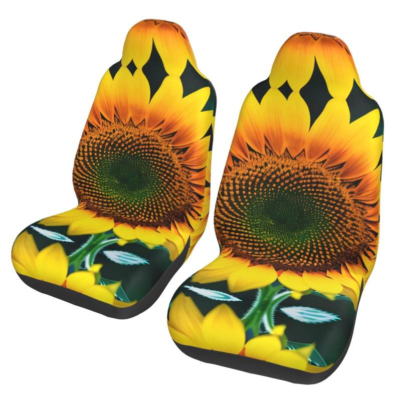 Sunflower Pattern Universal Autositzbezüge - Vordersitzschoner für Auto, SUV, Limousine, LKW - Abnehmbar, Waschbar, Atmungsaktiv von SamLng