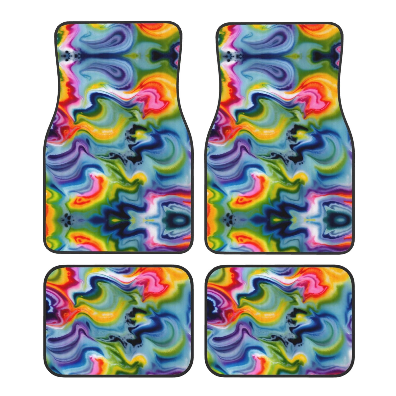 Tie Dye SamLng Auto Fußmatten Vierteiliges Set - Vorne & Hinten Universal Auto Fußmatten für SUV, LKW, Limousine von SamLng