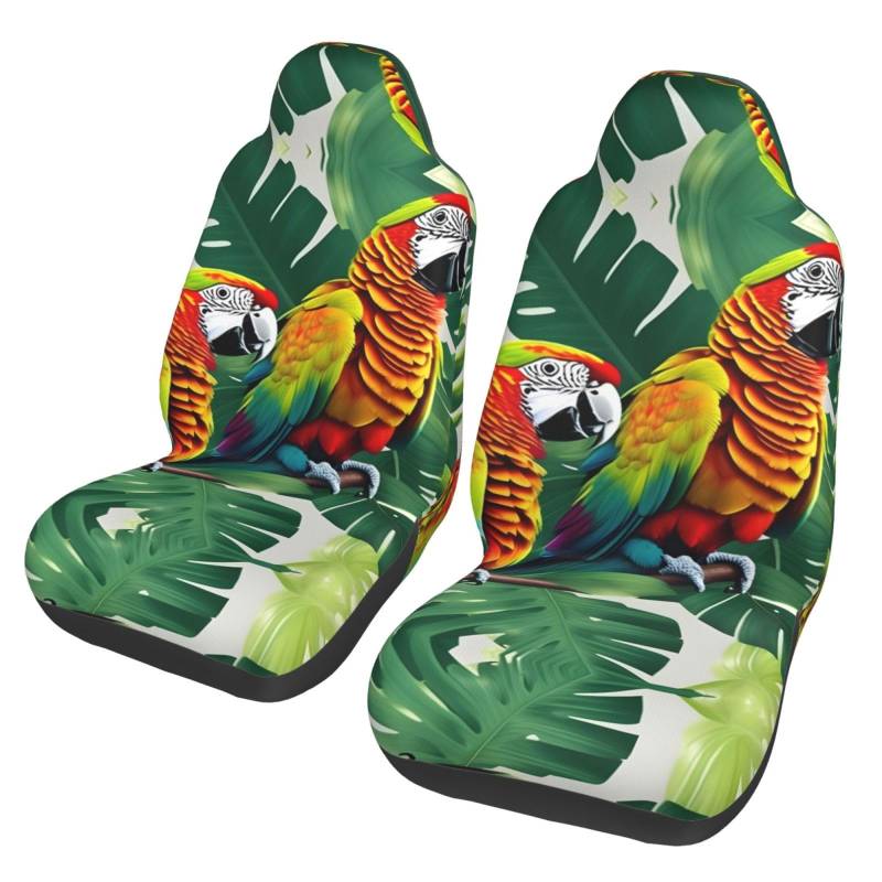 Tropical Flower Leaf Parrot Universal Autositzbezüge - Vordersitzschoner für Auto, SUV, Limousine, LKW - Abnehmbar, Waschbar, Atmungsaktiv von SamLng