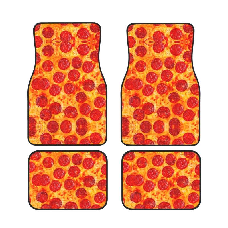 Universal 3D Pizza Pepperoni Print Auto Fußmatten - 4-teiliges Set, Gummi-Rückseite, passend für die meisten SUVs, LKWs, Limousinen, Vans von SamLng